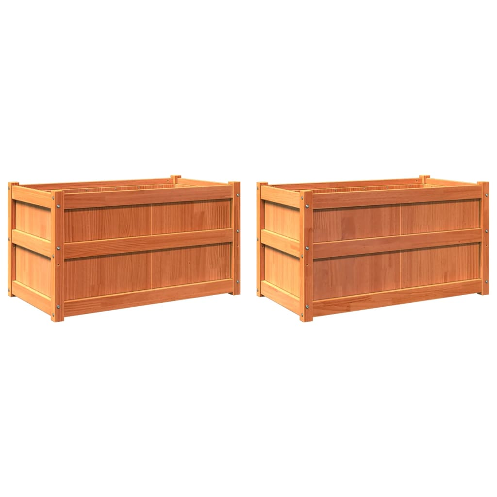 vidaXL Garden Planter Set of 2 Wax brown Solid pine wood