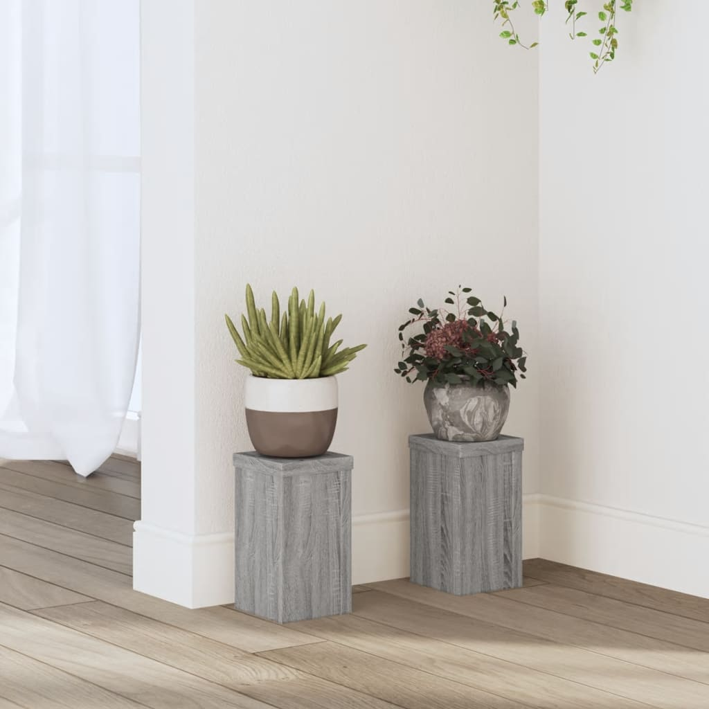 vidaXL Plant Stand Set of 2 Grey Sonoma Engineered wood Small