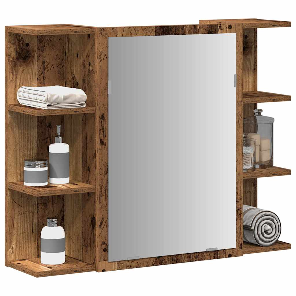 vidaXL Mirror Cabinet Old wood Engineered wood, acrylic