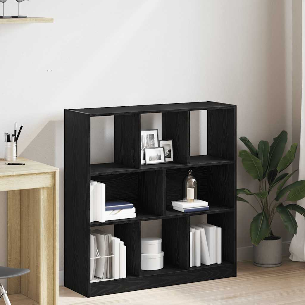 vidaXL Book Cabinet Black Oak Engineered Wood Medium Storage Cabinet
