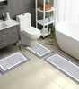 LOKHOM 3-Piece Bathroom Rug Set – Non-Slip, Absorbent Microfiber, Soft Farmhouse Style, Includes U-Shaped Toilet Mat & Shower Rug – Machine Washable