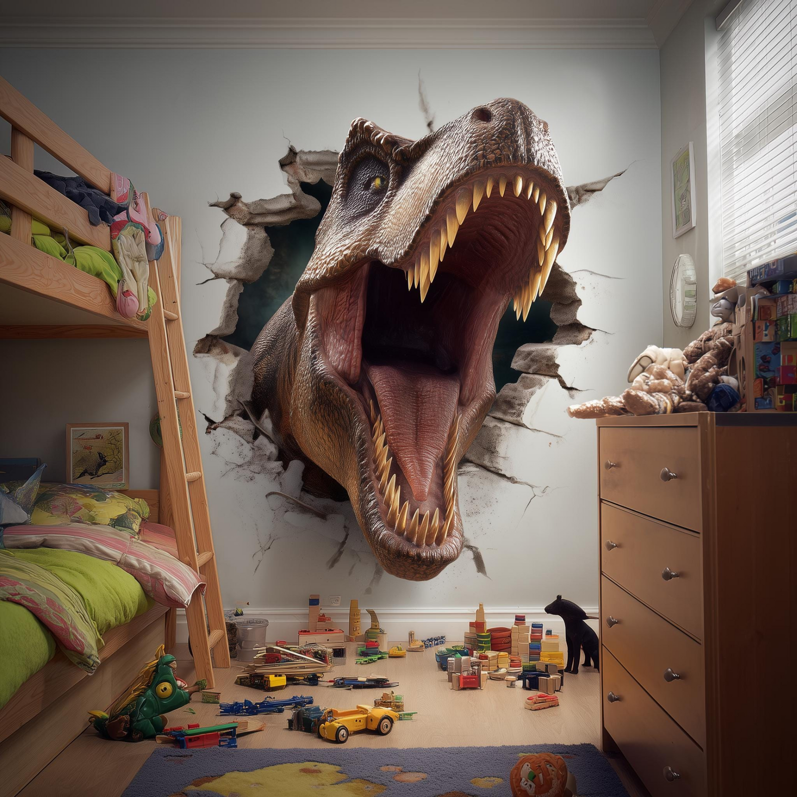T-Rex Wall Decal for Kids Room | 3D Dinosaur Wall Sticker | Realistic Jurassic Vinyl Mural | Boys Bedroom Dino Decor | Roaring TRex Art