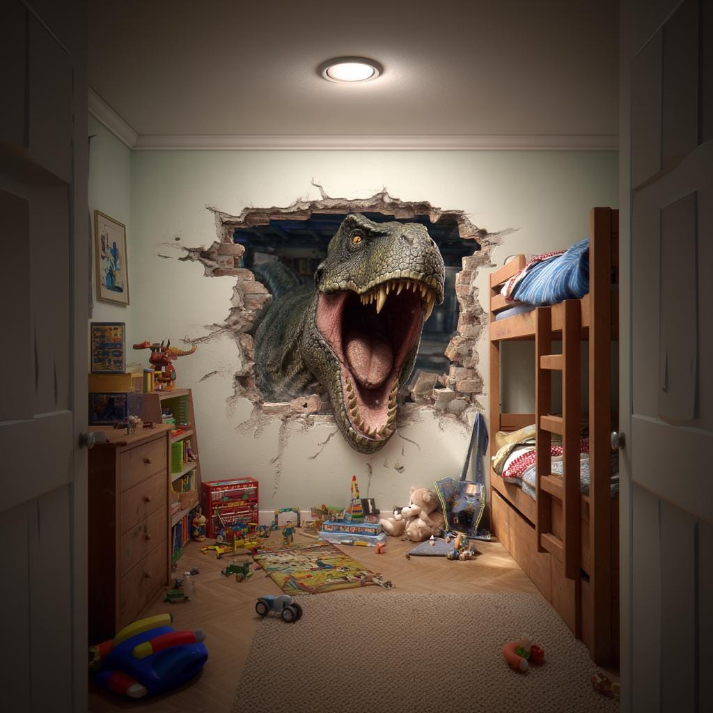 3D T-Rex Wall Decal – Dinosaur Peel & Stick Mural for Kids’ Bedrooms