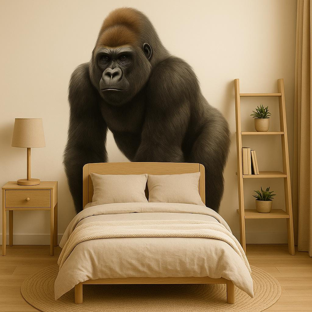 Gorilla Wall Decal – Photorealistic Jungle Safari Vinyl Art for Bold, Nature-Inspired Kids’ Spaces