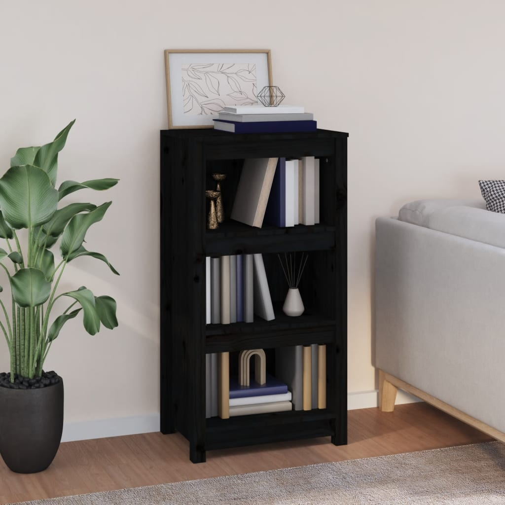vidaXL Book Cabinet Black Solid pinewood Standard Book Cabinet