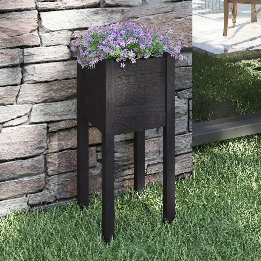 vidaXL Planter Black Solid pinewood Medium Durable Planter Square