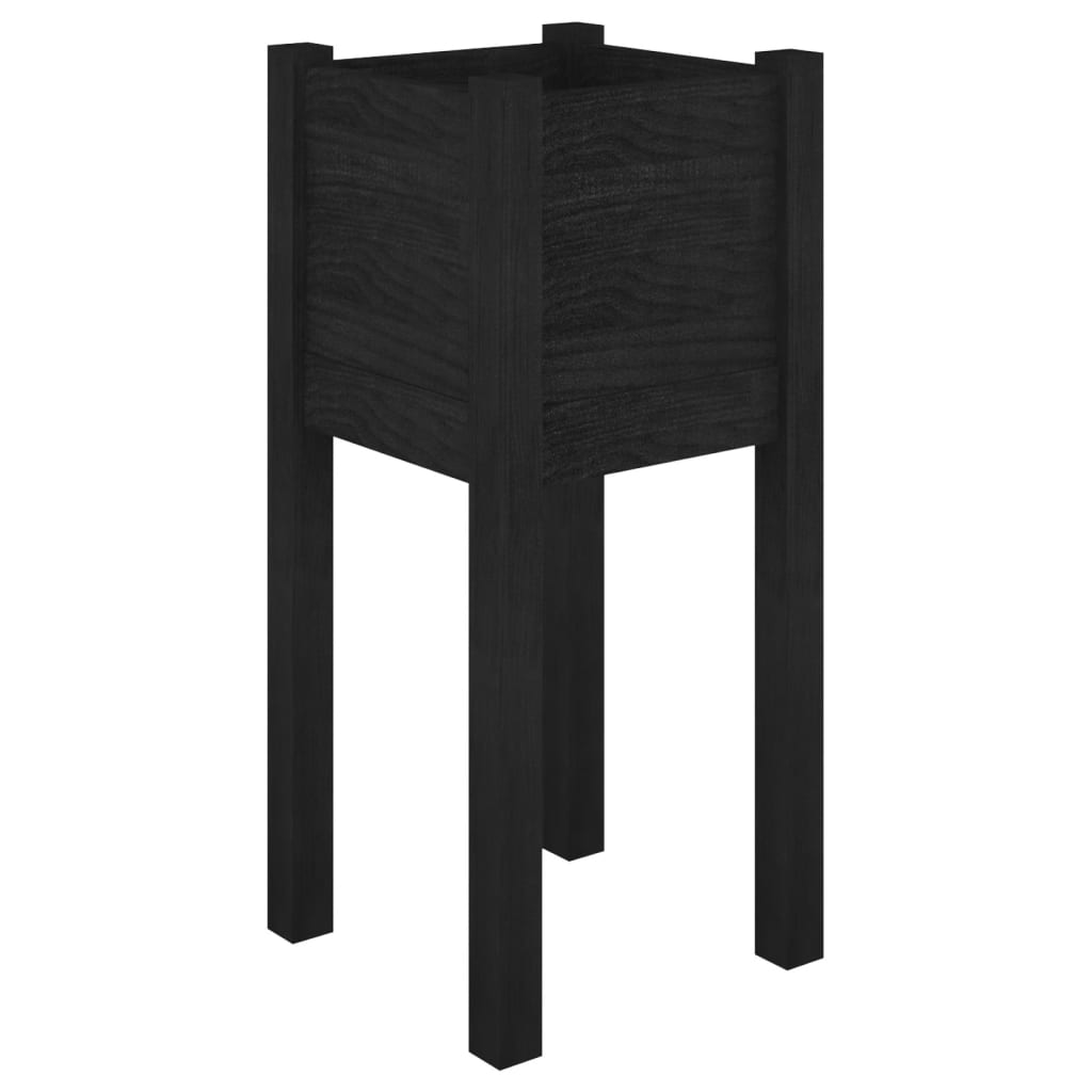 vidaXL Planter Black Solid pinewood Medium Durable Planter Square