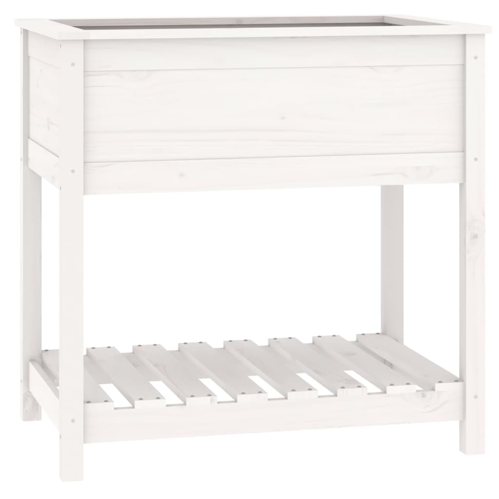 vidaXL Planter White Solid pine wood Medium Planter Rectangular