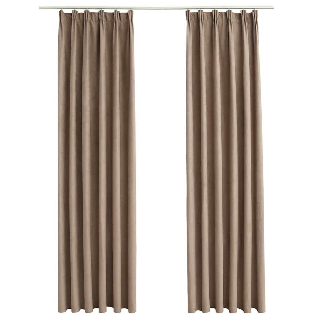 vidaXL Blackout Curtains with Hooks 2 pcs Taupe 55.1x68.9"