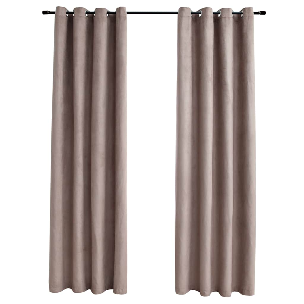 vidaXL Blackout Curtains with Metal Rings 2 pcs Taupe 55.1x68.9"