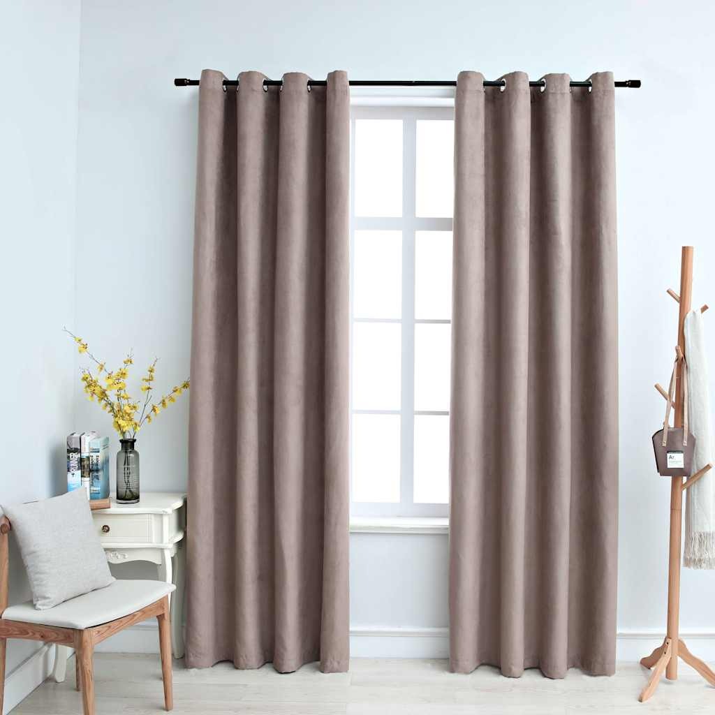 vidaXL Blackout Curtains with Metal Rings 2 pcs Taupe 55.1x88.6"