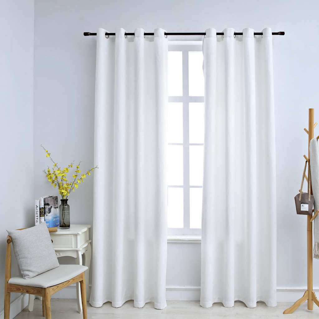 vidaXL Blackout Curtains with Metal Rings 2 pcs Off White 55.1x96.5"