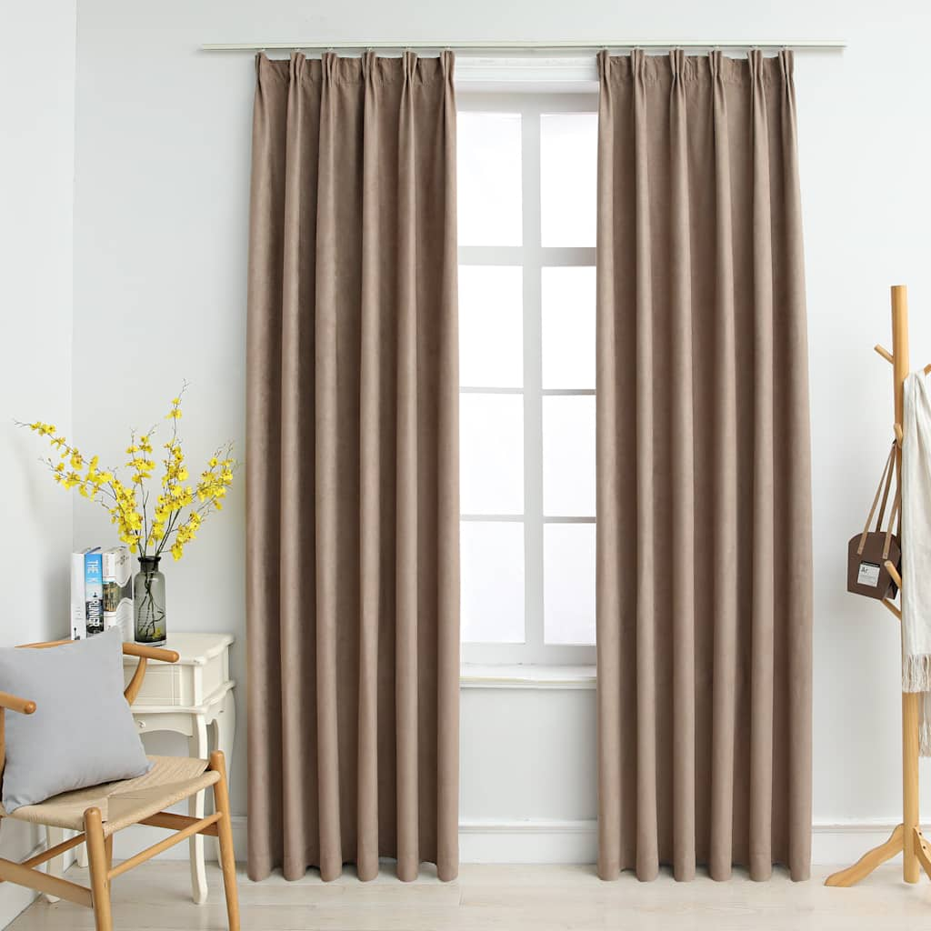 vidaXL Blackout Curtains with Hooks 2 pcs Taupe 55.1x88.6"