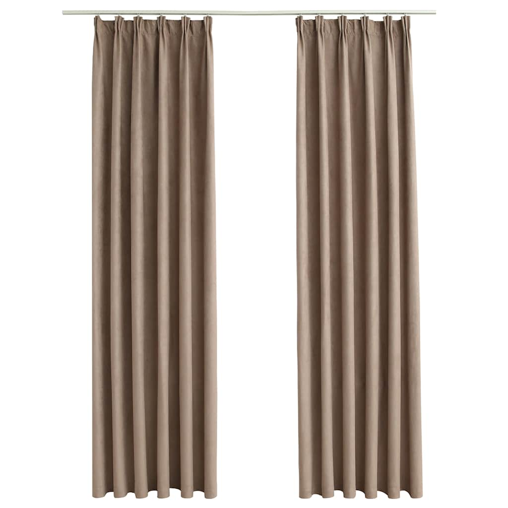 vidaXL Blackout Curtains with Hooks 2 pcs Taupe 55.1x88.6"