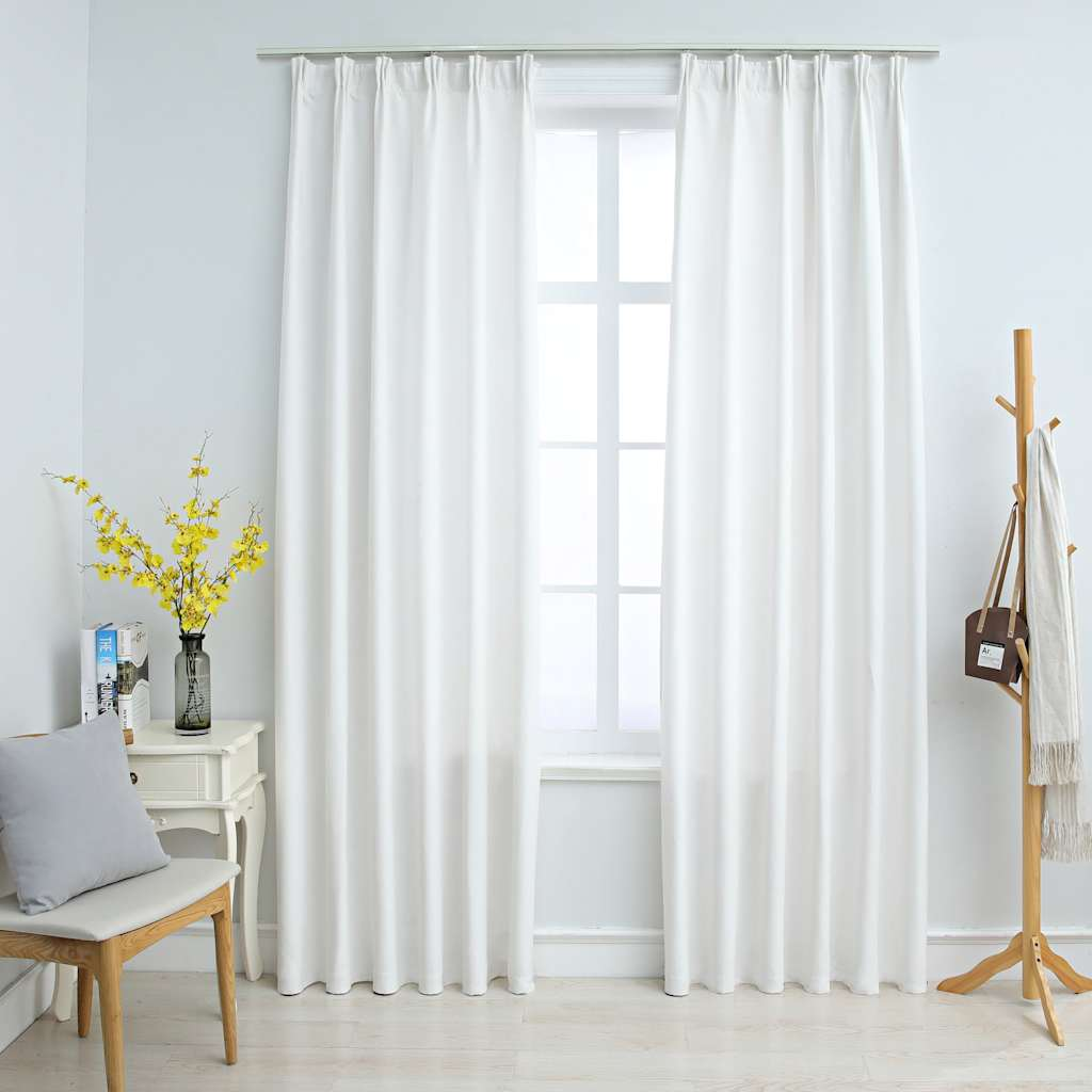 vidaXL Blackout Curtains with Hooks 2 pcs Off White 55.1x88.6"
