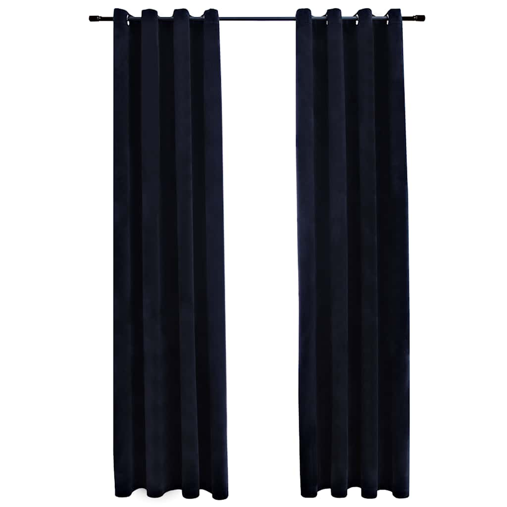 vidaXL Blackout Curtains with Rings 2 pcs Velvet Black 55.1x88.6"