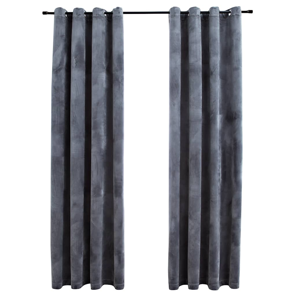 vidaXL Blackout Curtains with Rings 2 pcs Velvet Anthracite 55.1x68.9"