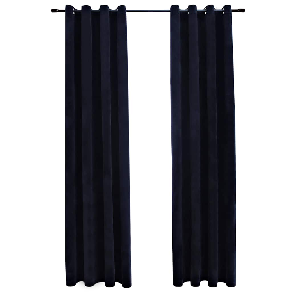 vidaXL Blackout Curtains with Rings 2 pcs Velvet Black 55.1x96.5"