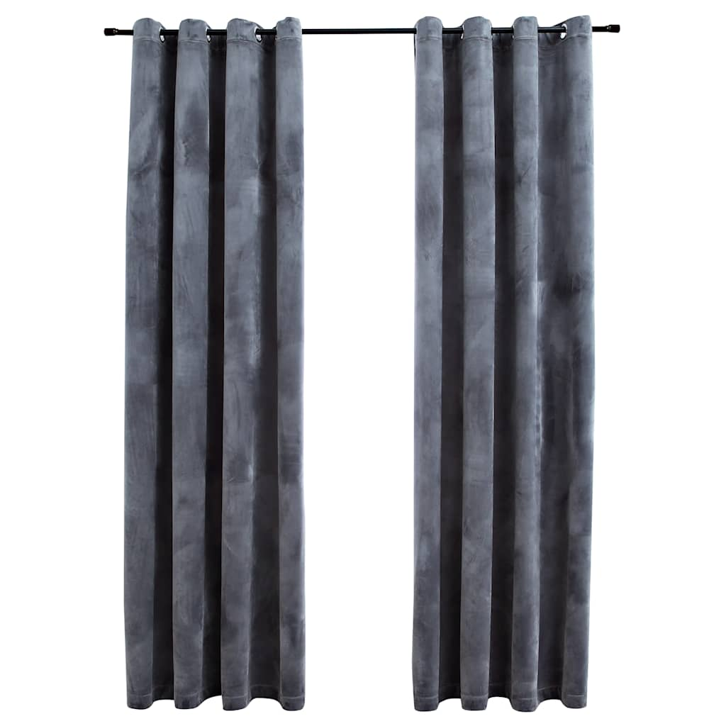 vidaXL Blackout Curtains with Rings 2 pcs Velvet Anthracite 55.1x88.6"