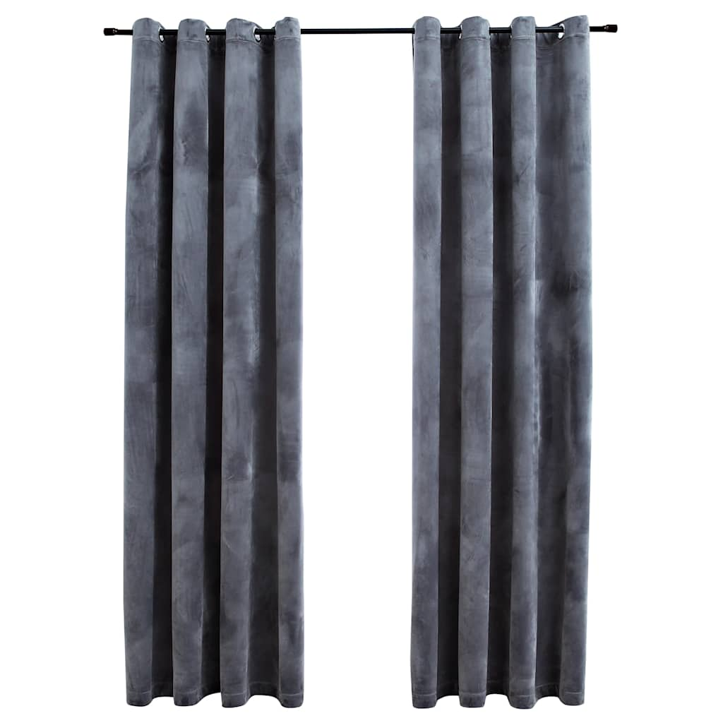 vidaXL Blackout Curtains with Rings 2 pcs Velvet Anthracite 55.1x96.5"