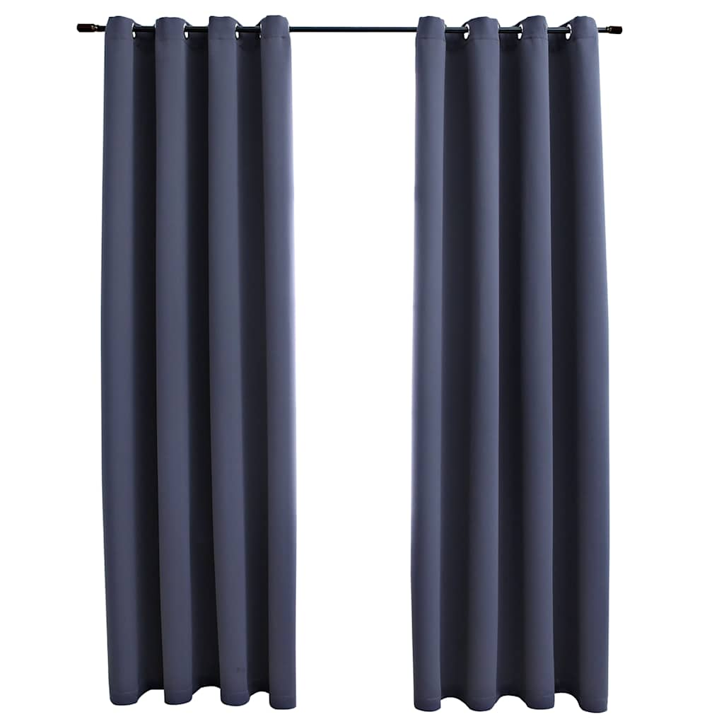 vidaXL Blackout Curtains with Metal Rings 2 pcs Anthracite 55.1x68.9"