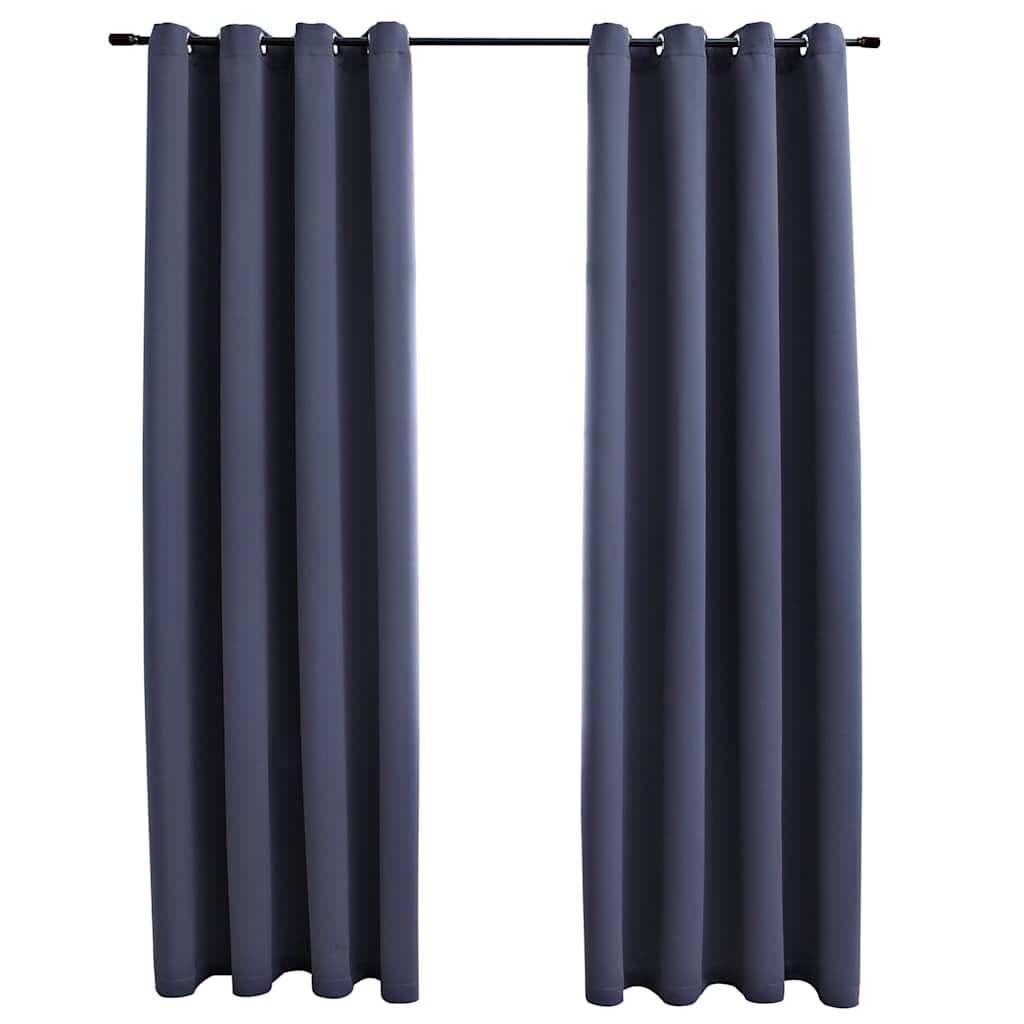 vidaXL Blackout Curtains with Metal Rings 2 pcs Anthracite 55.1x96.5"