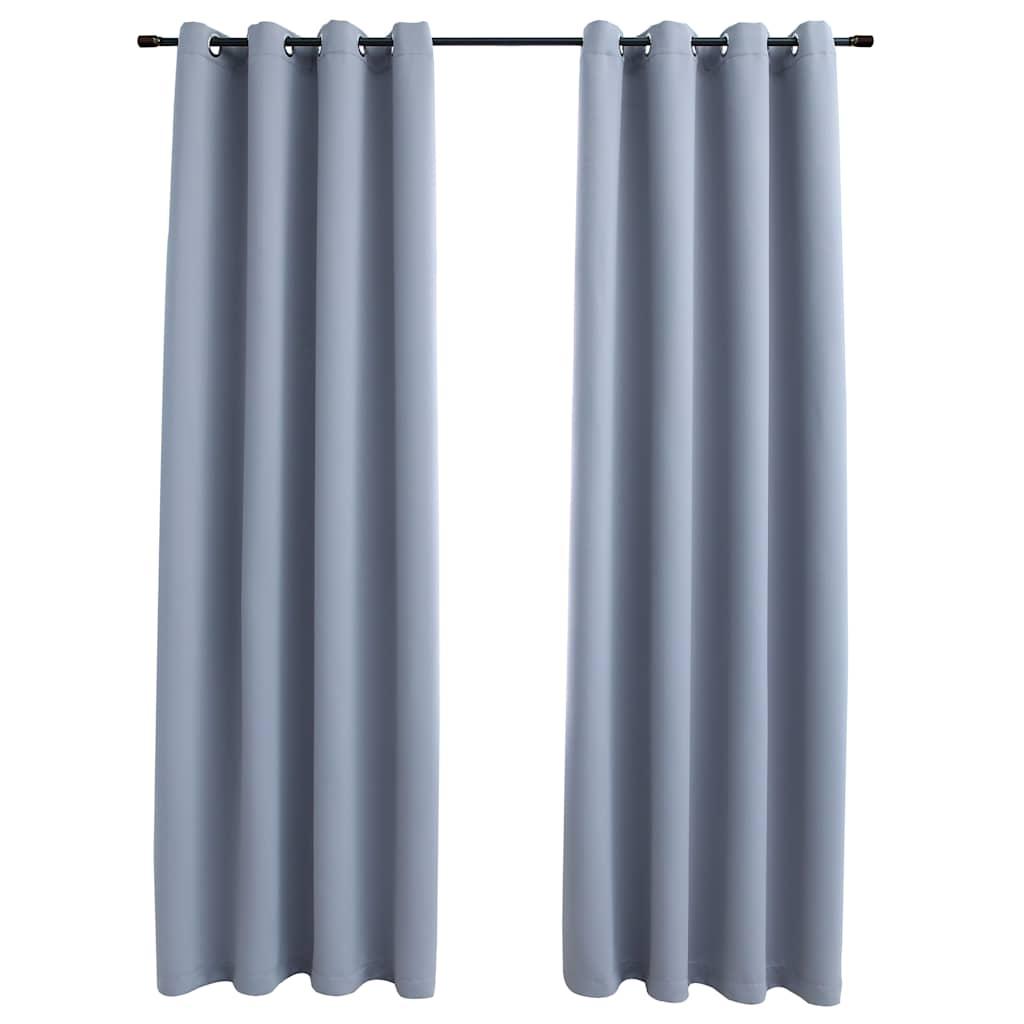 vidaXL Blackout Curtains with Metal Rings 2 pcs Grey 55.1x96.5"