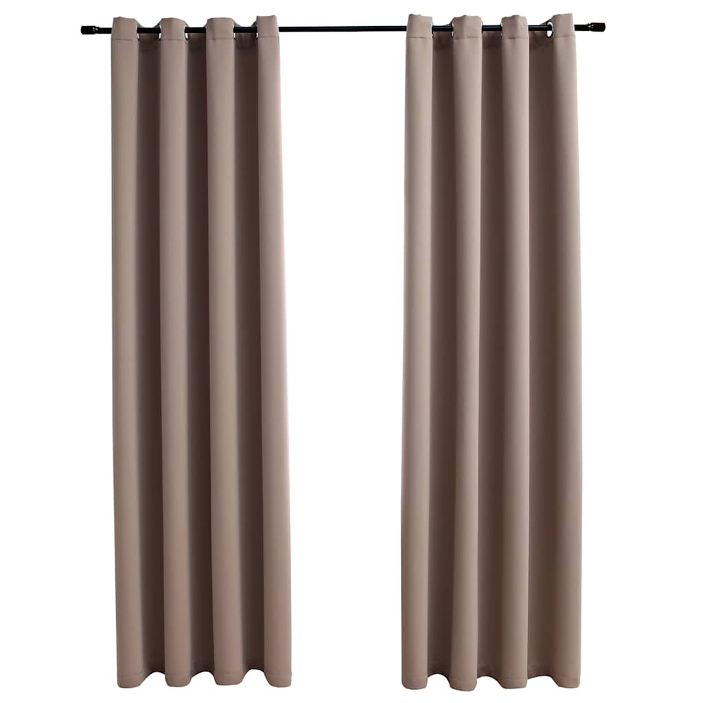 vidaXL Blackout Curtains with Metal Rings 2 pcs Taupe 55.1x96.5"