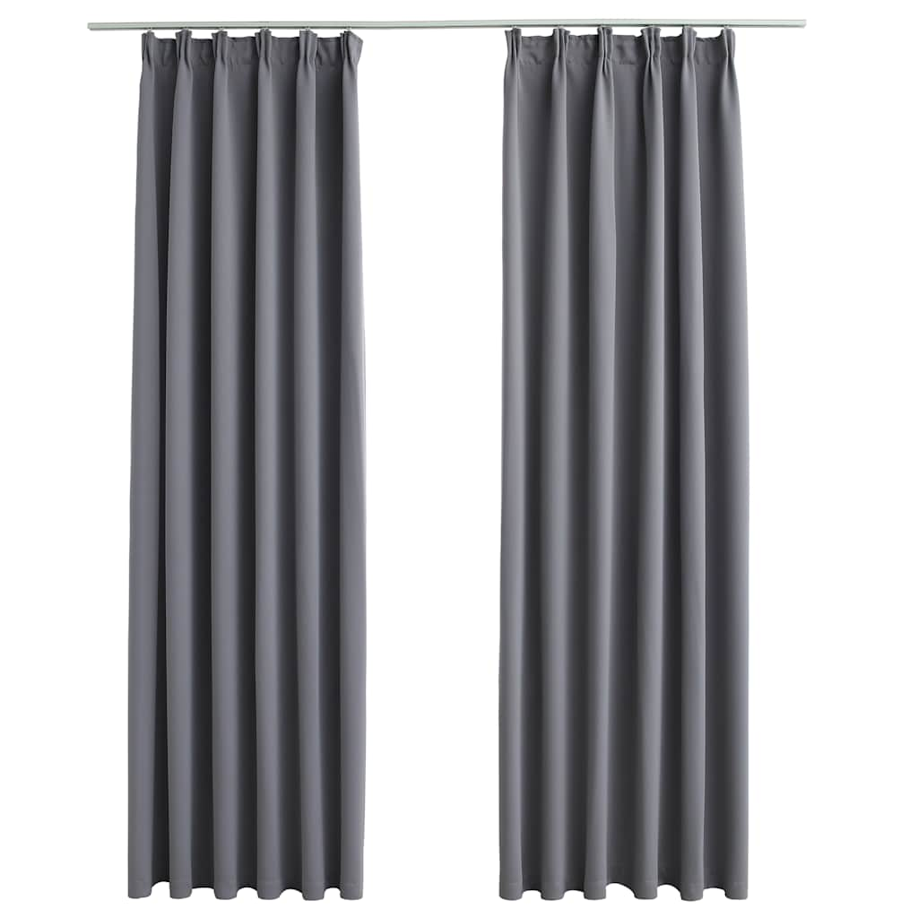 vidaXL Blackout Curtains with Hooks 2 pcs Grey 55.1x96.5"