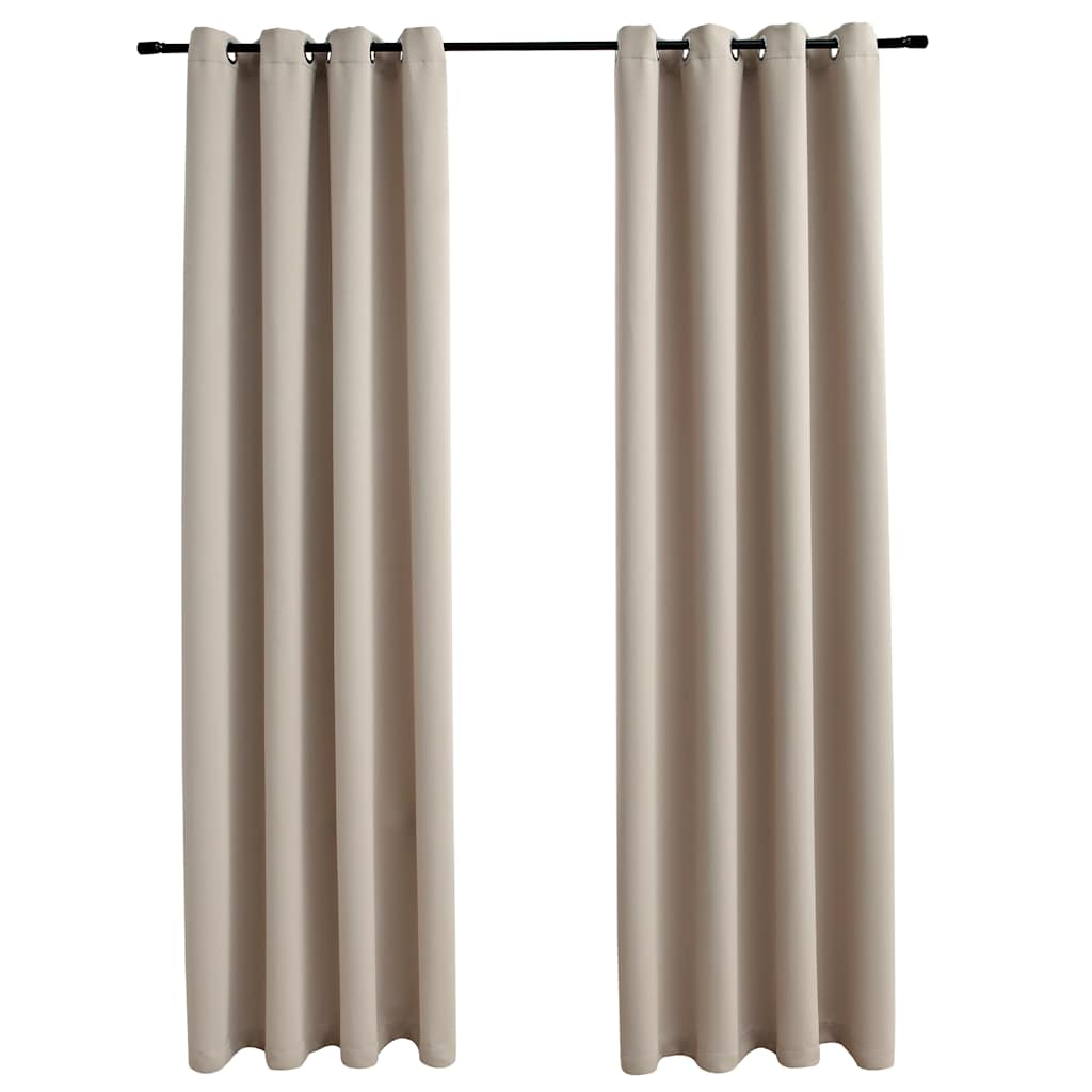 vidaXL Blackout Curtains with Metal Rings 2 pcs Beige 55.1x68.9"