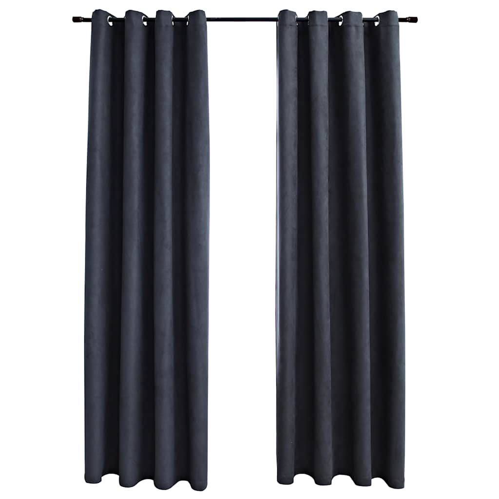 vidaXL Blackout Curtains with Metal Rings 2 pcs Anthracite 55.1x88.6"