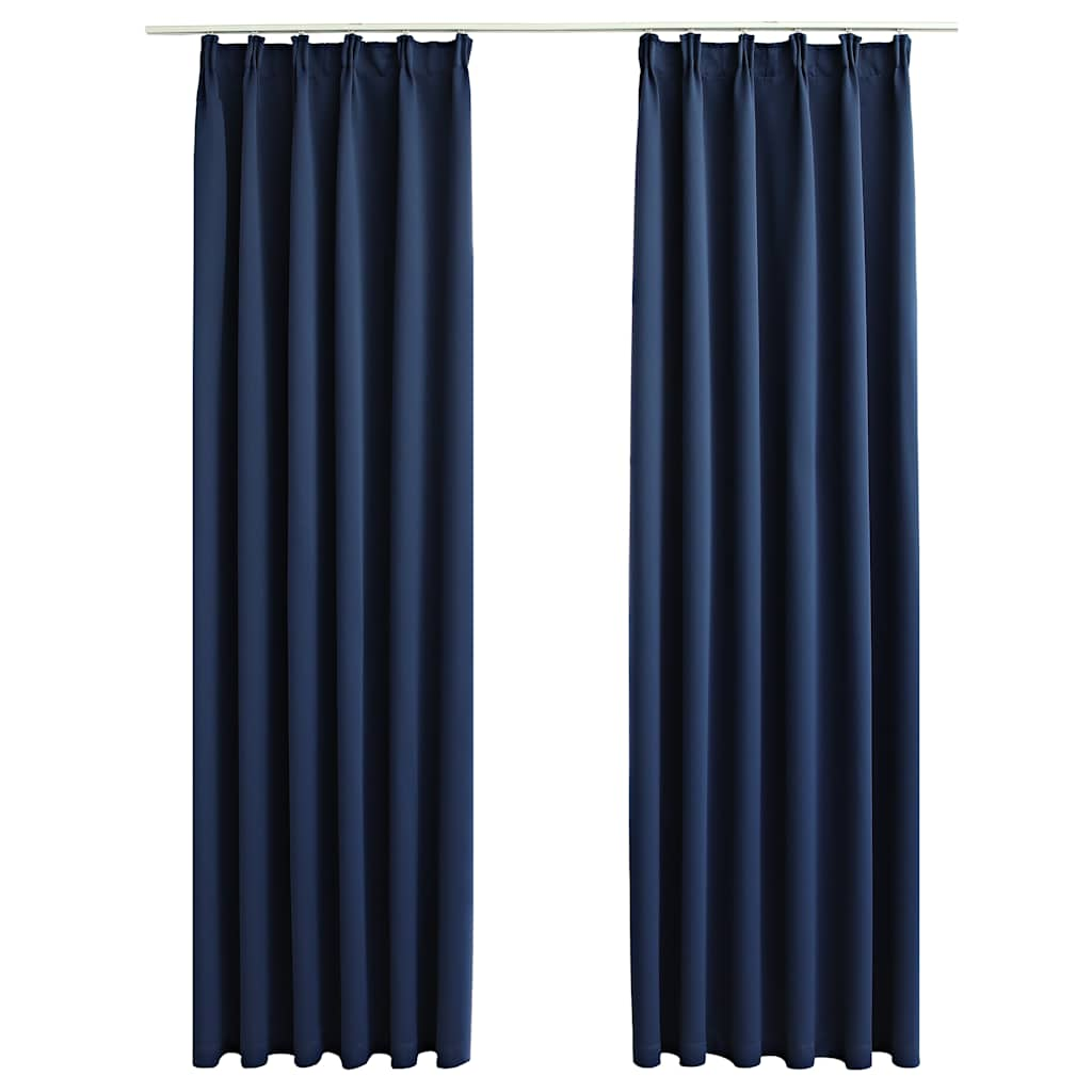 vidaXL Blackout Curtains with Hooks 2 pcs Blue 55.1x88.6"