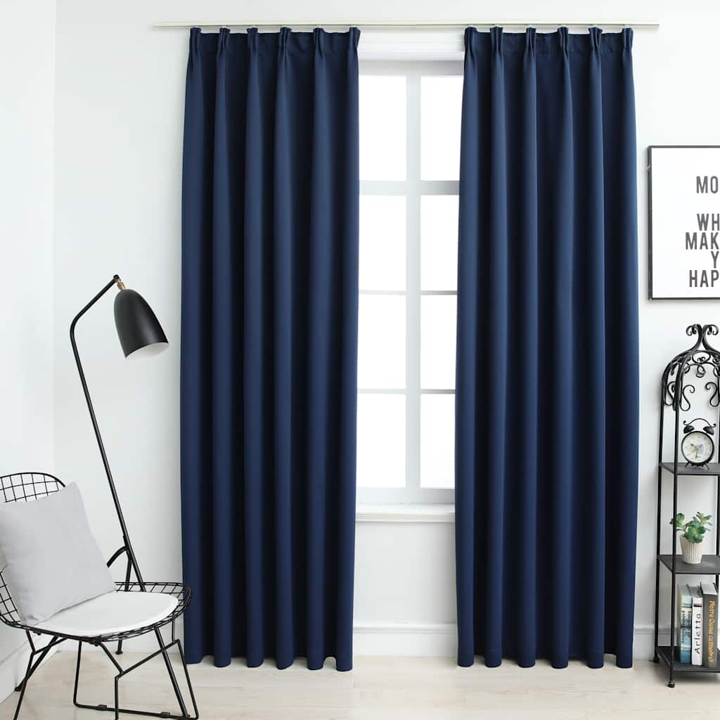vidaXL Blackout Curtains with Hooks 2 pcs Blue 55.1x96.5"