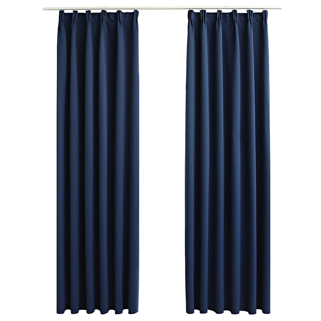 vidaXL Blackout Curtains with Hooks 2 pcs Blue 55.1x96.5"