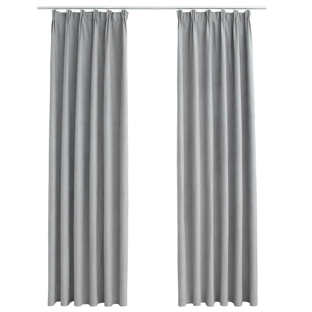 vidaXL Blackout Curtains with Hooks 2 pcs Grey 55.1x88.6"