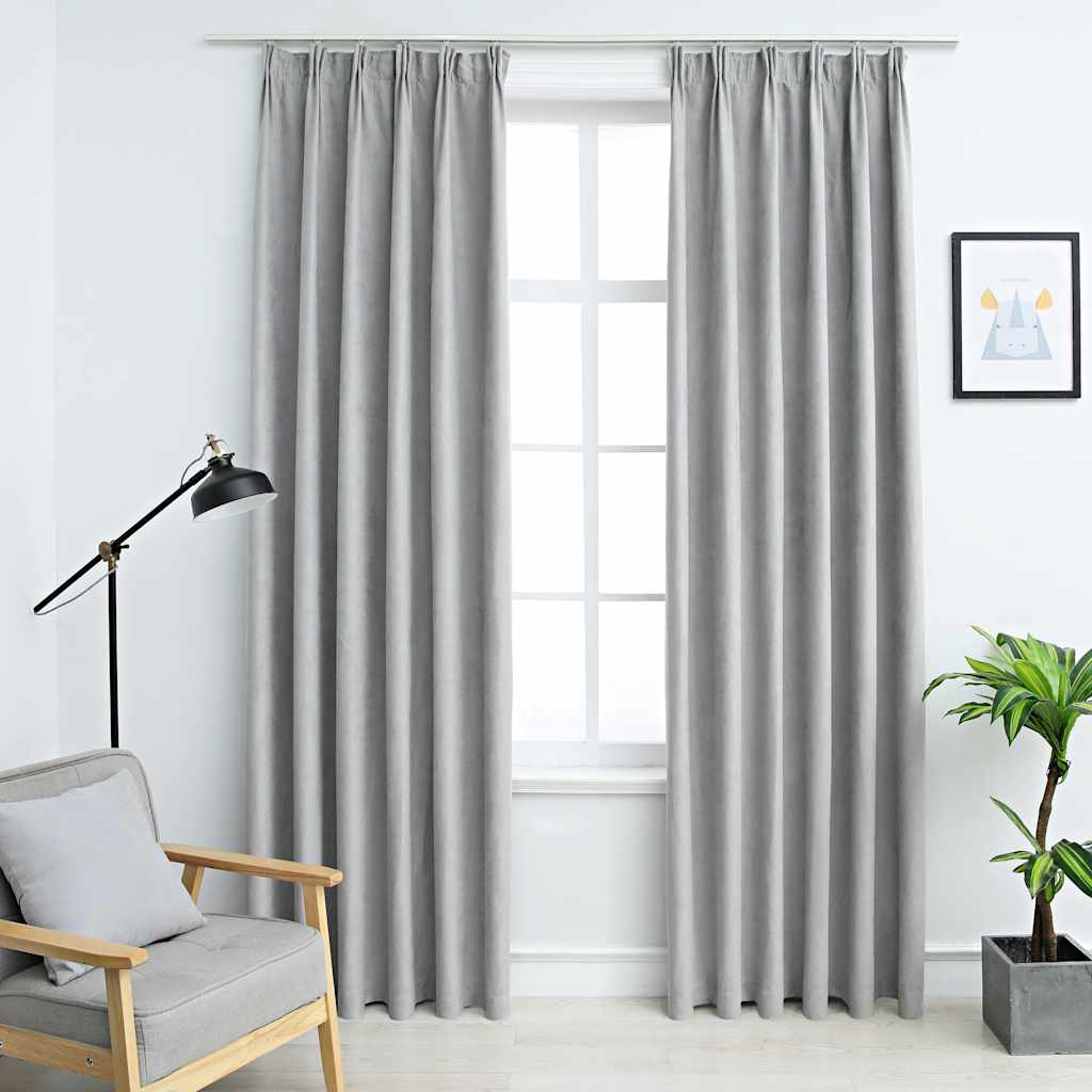 vidaXL Blackout Curtains with Hooks 2 pcs Grey 55.1x96.5"