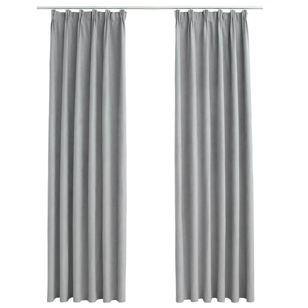 vidaXL Blackout Curtains with Hooks 2 pcs Grey 55.1x96.5"