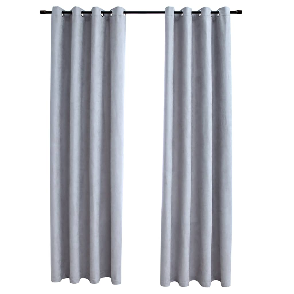 vidaXL Blackout Curtains with Metal Rings 2 pcs Grey 55.1x88.6"