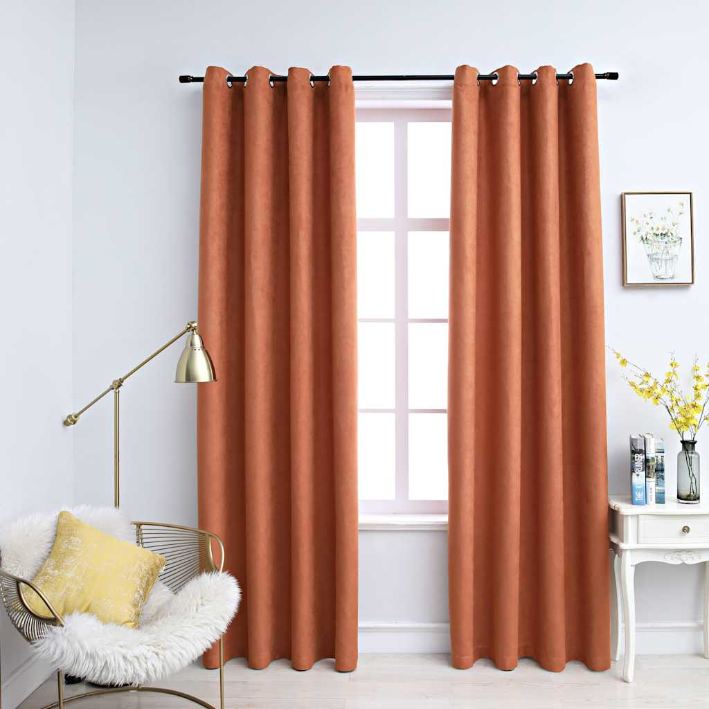 vidaXL Blackout Curtains with Metal Rings 2 pcs Rusty 55.1x96.5"