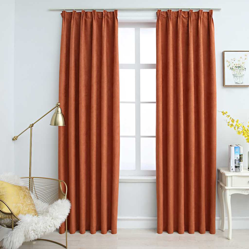 vidaXL Blackout Curtains with Hooks 2 pcs Rusty 55.1x88.6"