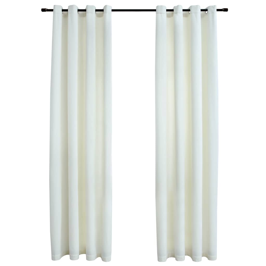 vidaXL Blackout Curtains with Rings 2 pcs Velvet Cream 55.1x96.5"
