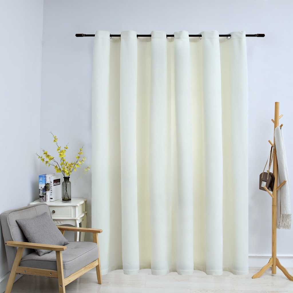 vidaXL Blackout Curtain with Metal Rings Velvet Cream 114.2x96.5"