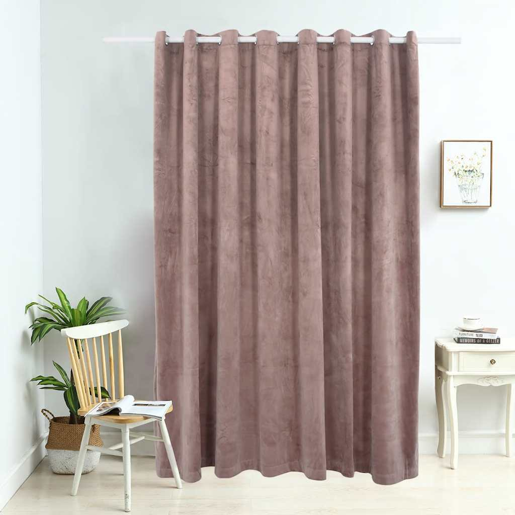 vidaXL Blackout Curtain with Metal Rings Velvet Antique Pink 114.2x96.5"