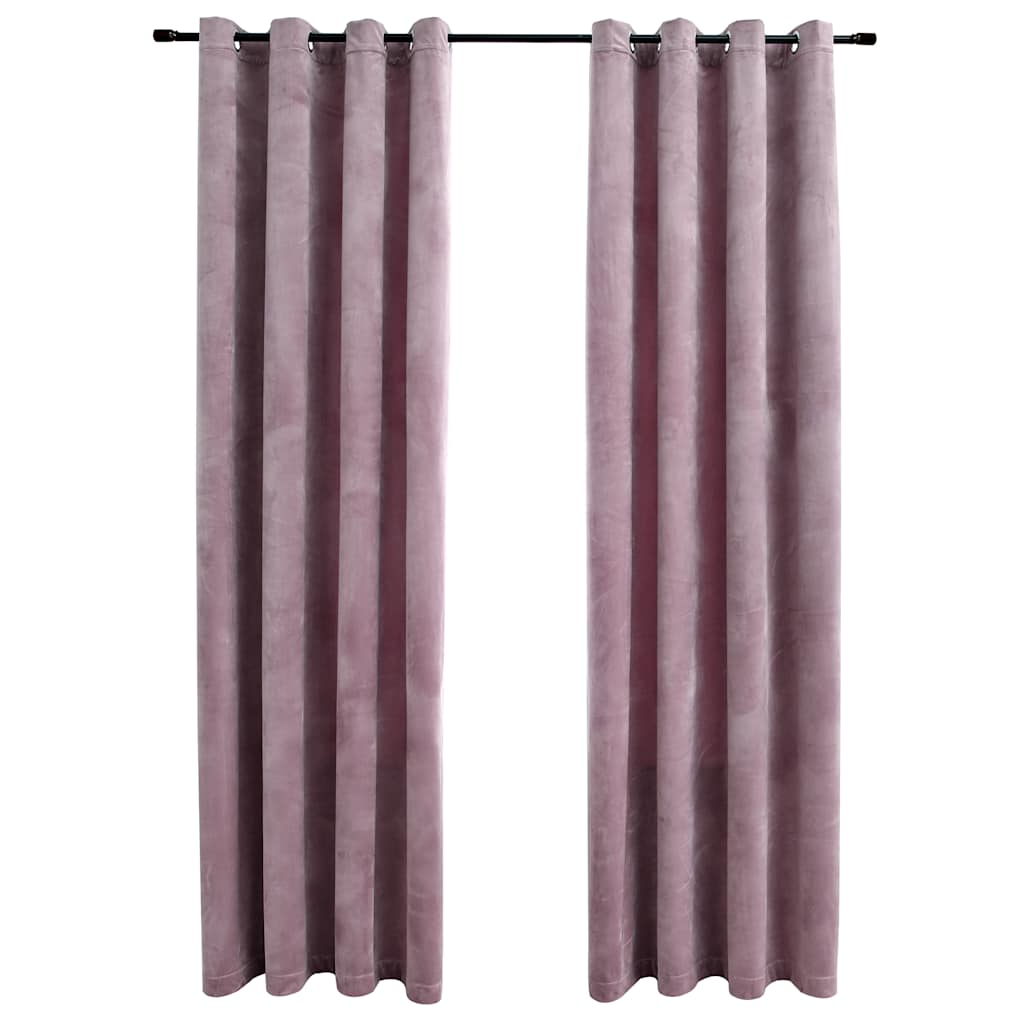 vidaXL Blackout Curtains with Rings 2 pcs Velvet Antique Pink 55.1x68.9"