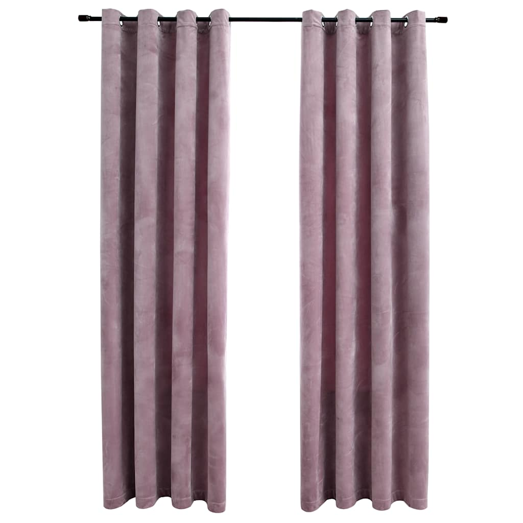 vidaXL Blackout Curtains with Rings 2 pcs Velvet Antique Pink 55.1x88.6"
