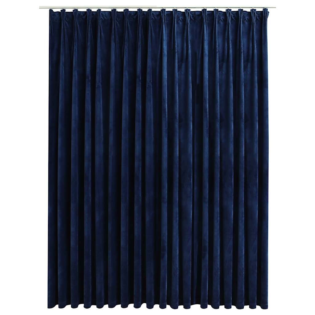 vidaXL Blackout Curtain with Hooks Velvet Dark Blue 114.2x96.5"