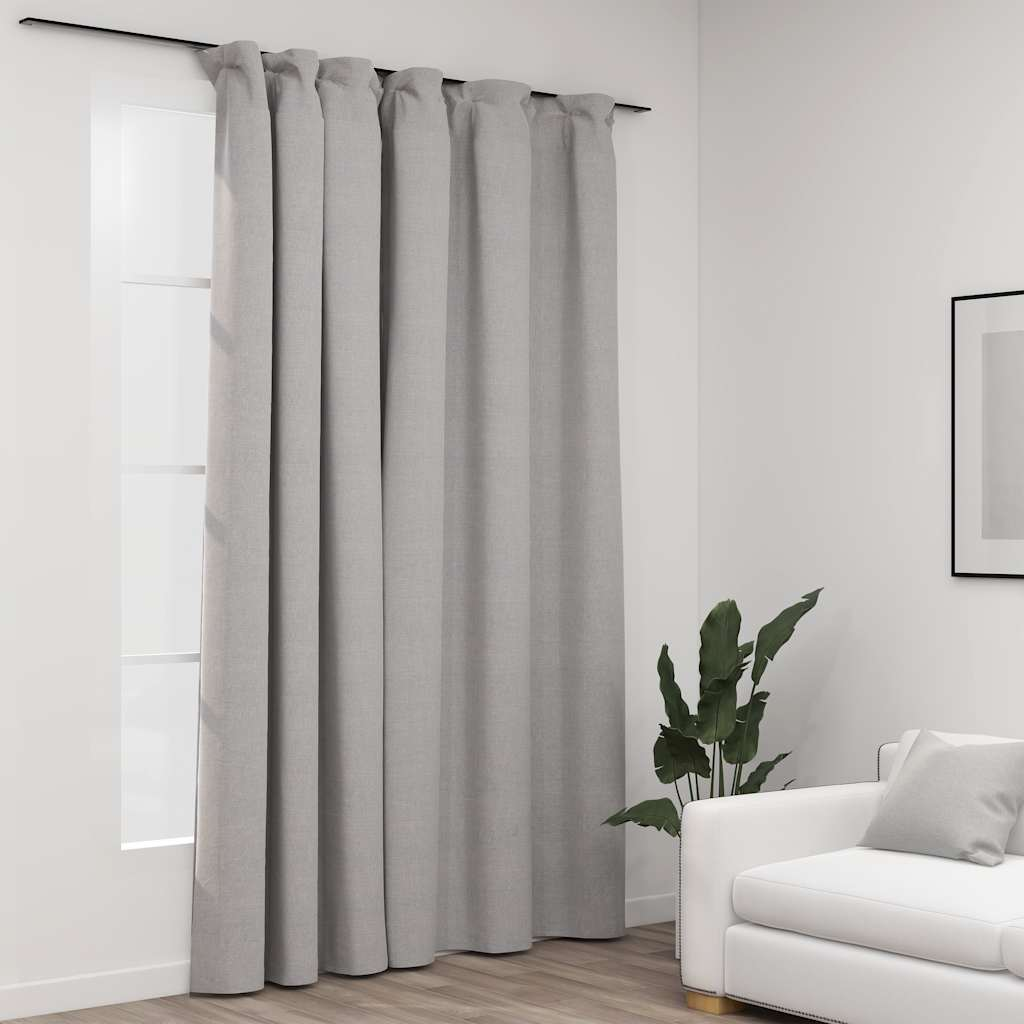 vidaXL Linen-Look Blackout Curtain with Hooks Grey 114.2x96.5"