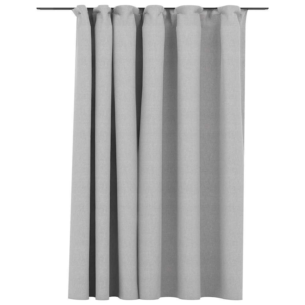 vidaXL Linen-Look Blackout Curtain with Hooks Grey 114.2x96.5"
