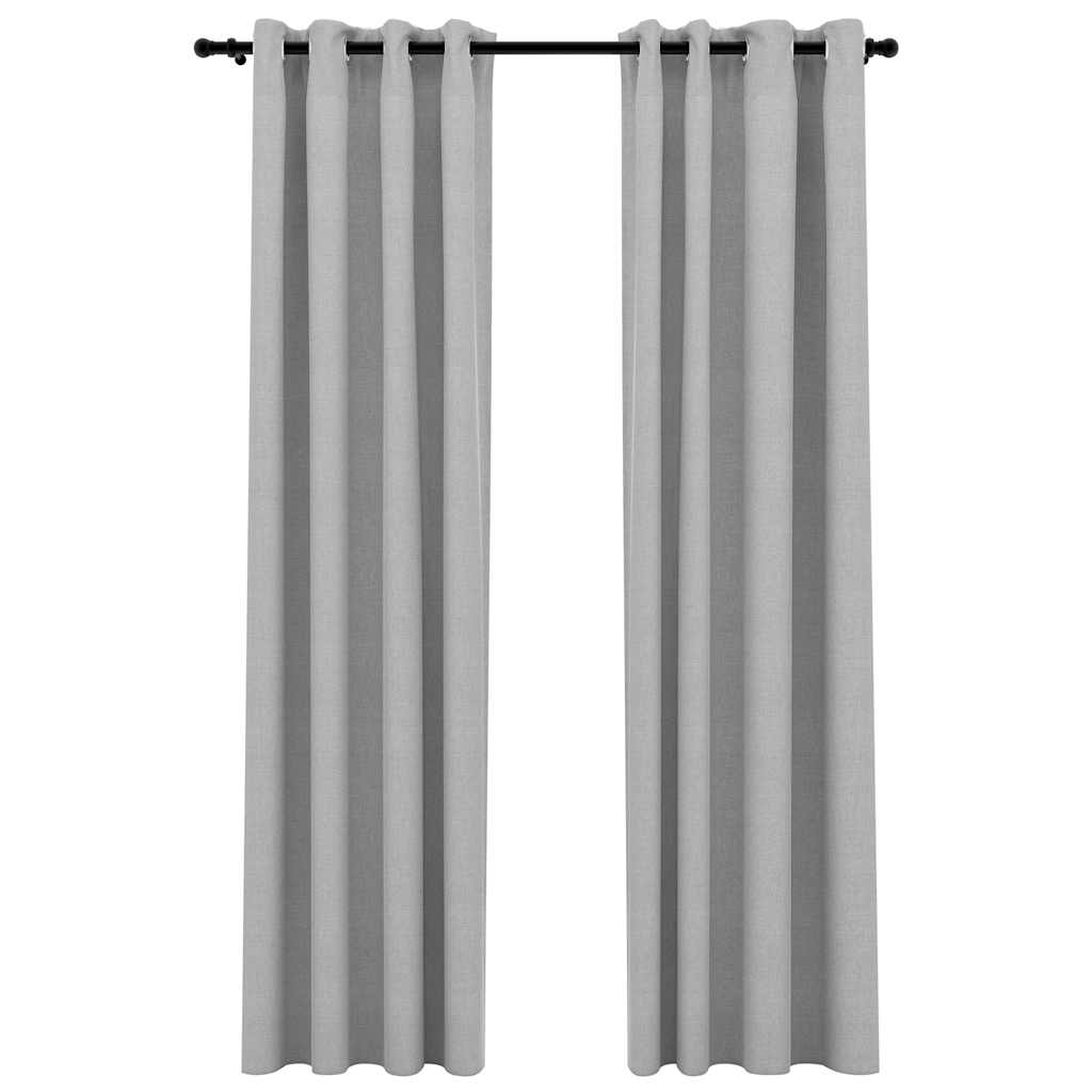vidaXL Linen-Look Blackout Curtains with Grommets 2pcs Grey 140x88.6 "