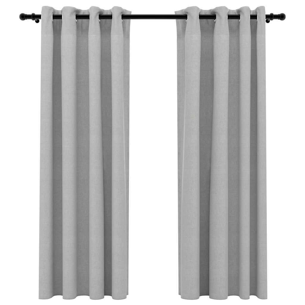 vidaXL Linen-Look Blackout Curtains with Grommets 2pcs Grey 140x68.9 "